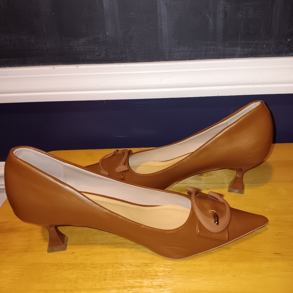 C Paravano Leather Logo Heels Size 41 - Picture 2 of 4